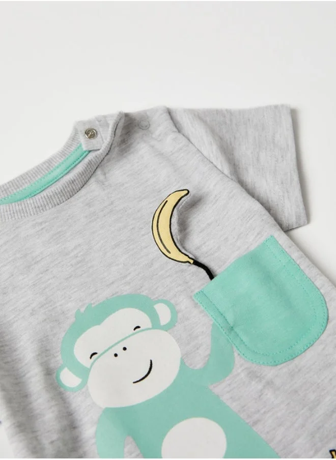 Zippy Pyjamas for Baby Boys 'Banana', Aqua Green/Grey