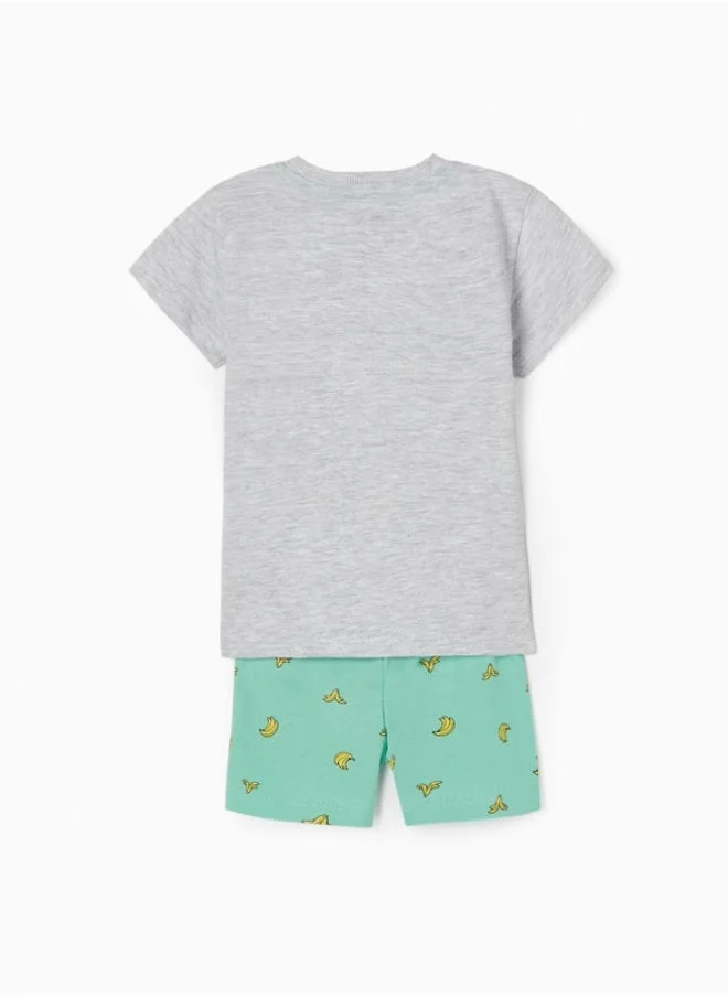 Zippy Pyjamas for Baby Boys 'Banana', Aqua Green/Grey