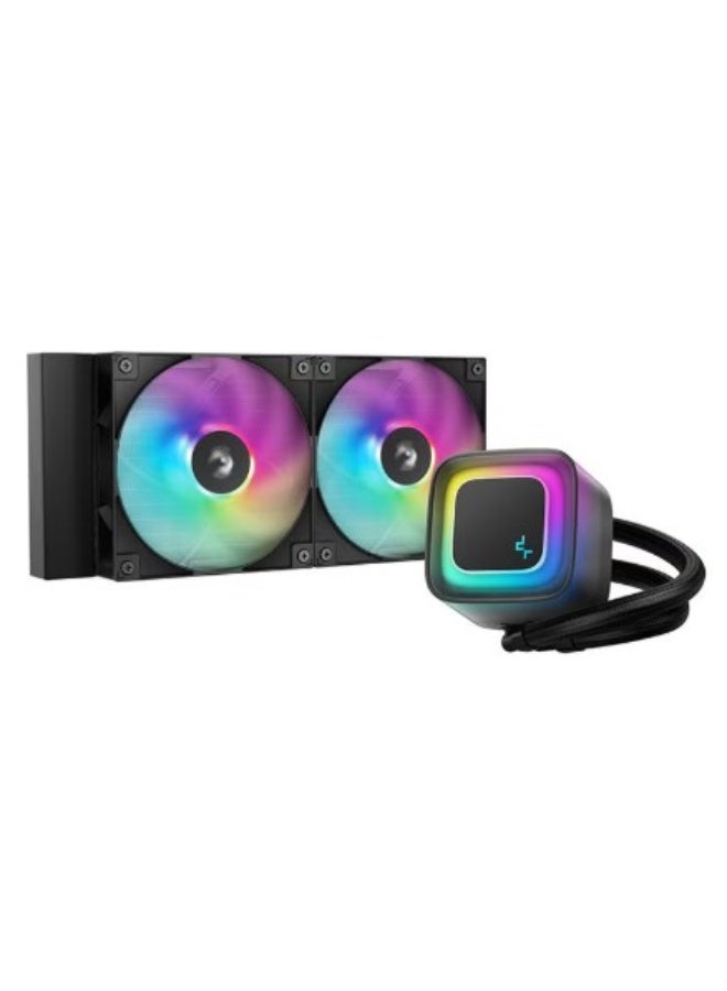 DEEPCOOL مبرد وحدة المعالجة المركزية السائل LE240 V2، رادياتير ألمنيوم 240 مم، مراوح هيدرو تحمل 120 مم، إضاءة RGB LED قابلة للتوجيه، أنابيب 410 مم، سرعة مضخة 2500-3400 دورة في الدقيقة، موصل 4 دبابيس PWM، تقنية مضادة للتسرب، متوافق مع Intel LGA 1700/1200/1151 و AMD AM5/AM4، أسود | R-LE240-BKAMMC-G-2 - Image 2