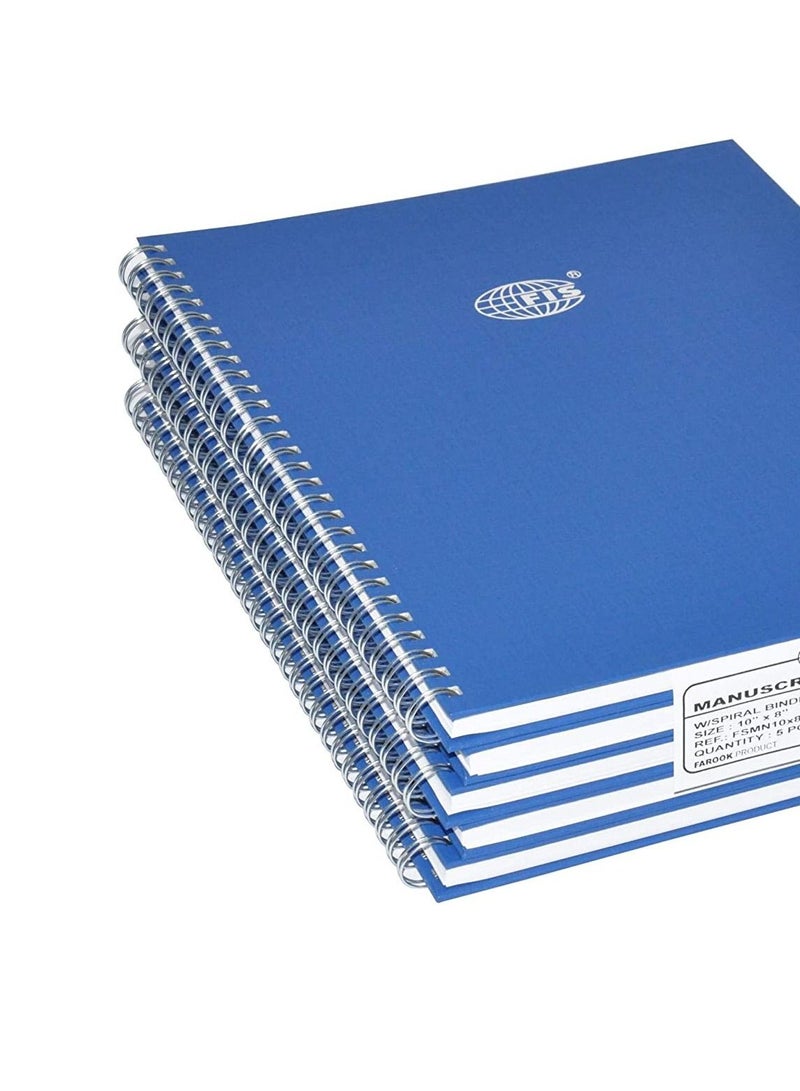 FIS 5 PCS Manuscript Books 8 mm Single Ruled With Spiral, 2 Quire 96 Sheets, Size 10 x 8 Inch (25.4 x 20.32 cm) - FSMN10X82QSB_5PC - Image 3