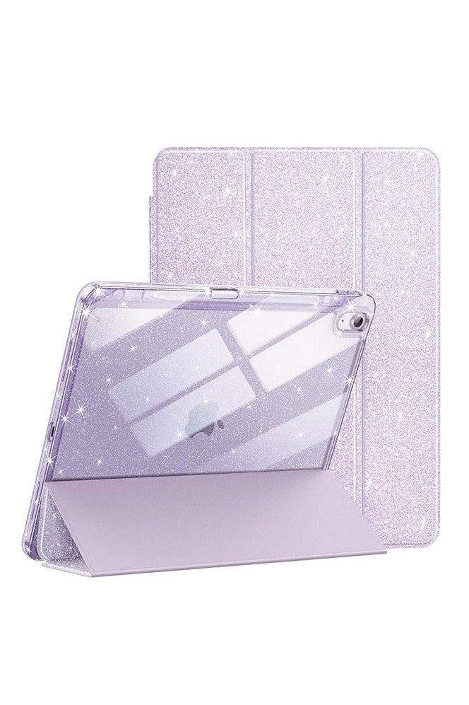 Case for iPad Air 2025 (7th Generation) M3 11-Inch /M2(2024), iPad Air 5/4 (2022/2020 5th/4th) with Pencil Holder, Anti-Fingerprints, Anti-Fall Drop Protection, Cute Sparkly Slim Cover for Kids and Girls, Shiny Clear Back Shell (Purple) - Image 1