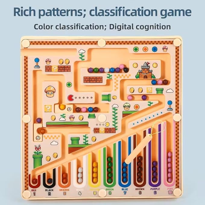 MAGNETIC COLOR AND NUMBER MAZE - MONTESSORI TOYS FOR TODDLERS, BEAD MAZE WITH 55 MAGNETIC BEADS, LEARNING TOYS FOR COUNTING, FINE MOTOR SKILLS, COLOR RECOGNITION, IDEAL GIFT FOR KIDS AGES 3+ - Image 3