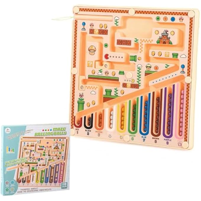 MAGNETIC COLOR AND NUMBER MAZE - MONTESSORI TOYS FOR TODDLERS, BEAD MAZE WITH 55 MAGNETIC BEADS, LEARNING TOYS FOR COUNTING, FINE MOTOR SKILLS, COLOR RECOGNITION, IDEAL GIFT FOR KIDS AGES 3+ - Image 1