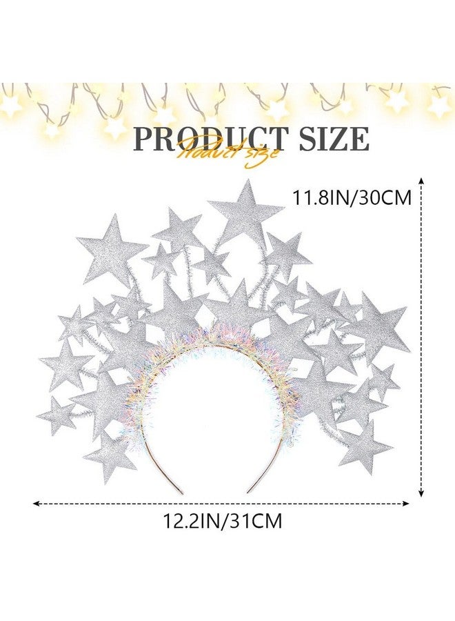 GENBREE Light Up Star Headbands Sparkly Led Stars Hair Band Disco Party Costume Hair Accessories For Women (Silver)  - Image 3