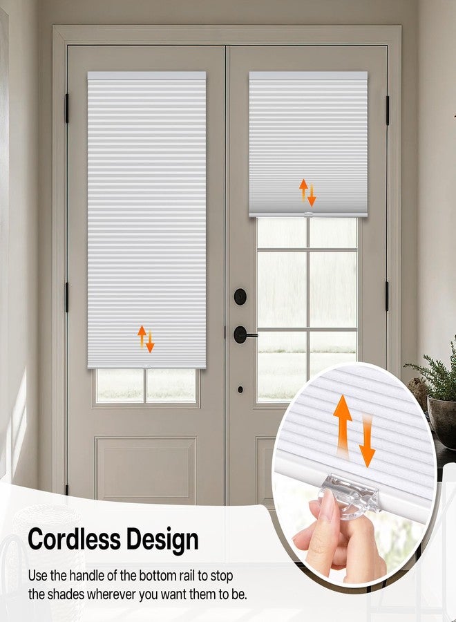LazBlinds Cordless Cellular Shades for French Doors, No Drill French Door Blinds for Privacy, Blackout Light Blocking Honeycomb Shades for Sliding Doors Front Door Patio, 1 Pack, 12" W x 40" H, White - Image 3