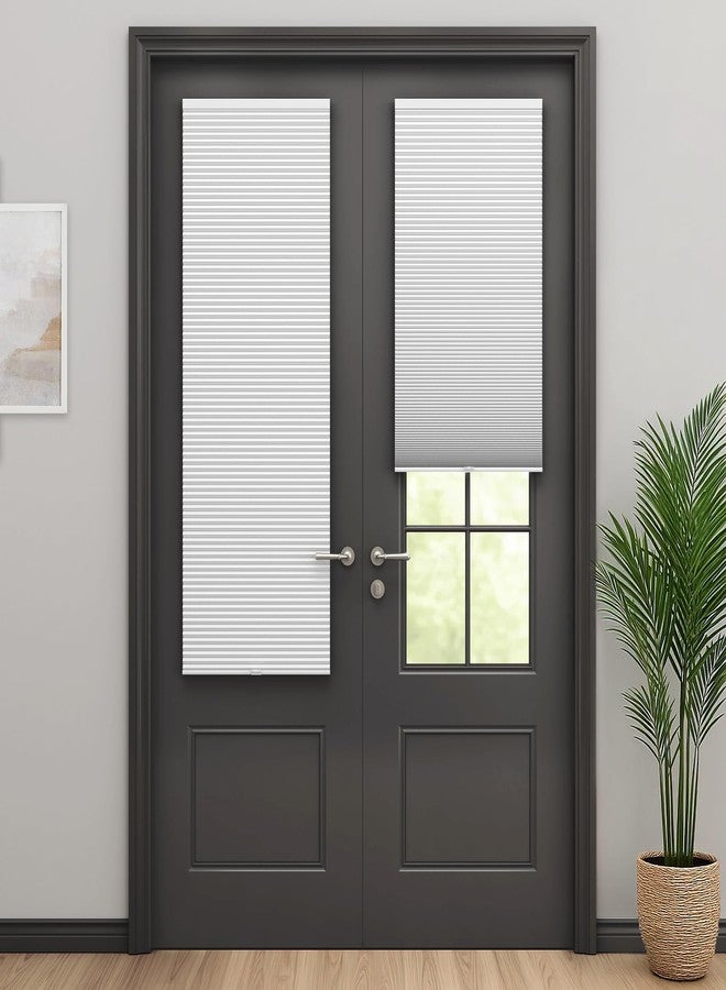 LazBlinds Cordless Cellular Shades for French Doors, No Drill French Door Blinds for Privacy, Blackout Light Blocking Honeycomb Shades for Sliding Doors Front Door Patio, 1 Pack, 12" W x 40" H, White - Image 1
