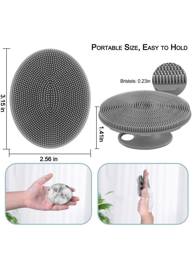 Innerneed Silicone Face Exfoliating Brush Manual Handheld Facial Cleansing Scrubber Blackhead Remover, Food-Grade Soft Bristle (Dark Blue+Gray) - Image 3