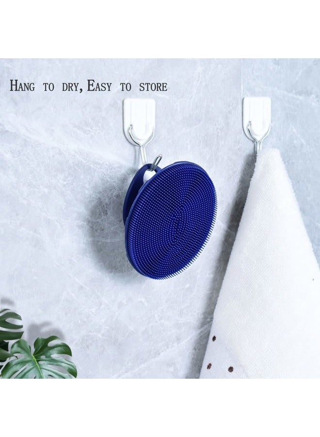 Innerneed Silicone Face Exfoliating Brush Manual Handheld Facial Cleansing Scrubber Blackhead Remover, Food-Grade Soft Bristle (Dark Blue+Gray) - Image 2