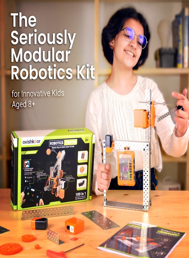 Avishkaar Robotics Starter Kit, 100-in-1 DIY STEM Metal Kit, Multicolor, 100+ Parts, Learn Robotics, Coding & Mechanical Design, for Kids Aged 10-14, Educational DIY STEM, Made in India - Image 2
