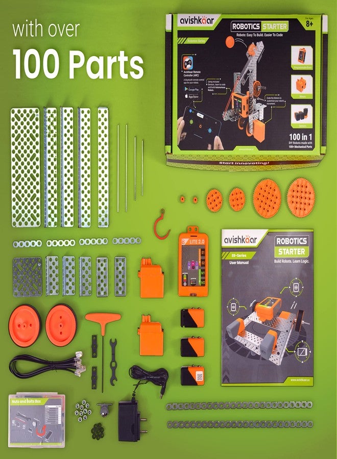 Avishkaar Robotics Starter Kit, 100-in-1 DIY STEM Metal Kit, Multicolor, 100+ Parts, Learn Robotics, Coding & Mechanical Design, for Kids Aged 10-14, Educational DIY STEM, Made in India - Image 3