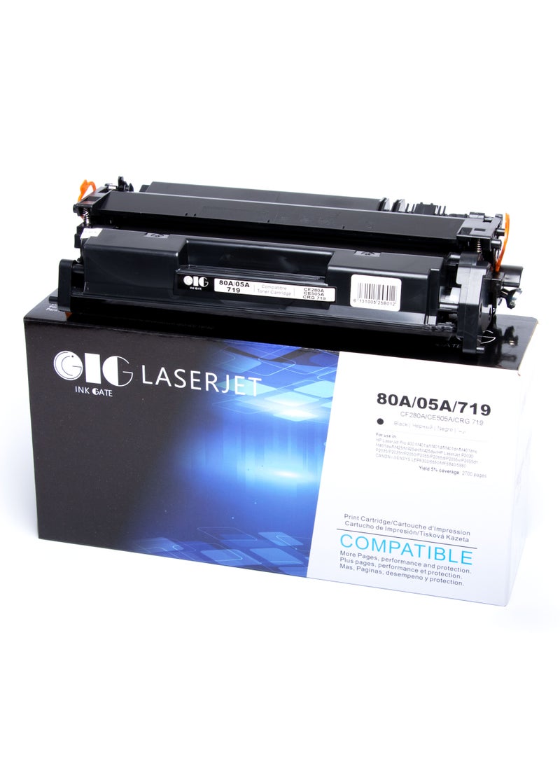 IG HP Ink Gate (IG) Compatible 05A / 80A Black Toner Cartridge with Chip – CE505A / CF280A for LaserJet Printers - Image 1