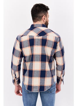Wrangler Men Regular Fit Plaid Long Sleeves Casual Shirt, Navy Combo  - Image 3
