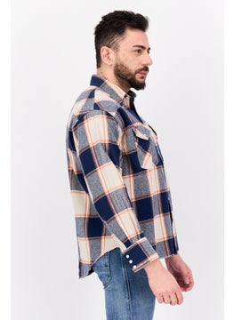 Wrangler Men Regular Fit Plaid Long Sleeves Casual Shirt, Navy Combo  - Image 2