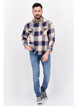 Wrangler Men Regular Fit Plaid Long Sleeves Casual Shirt, Navy Combo  - Image 4