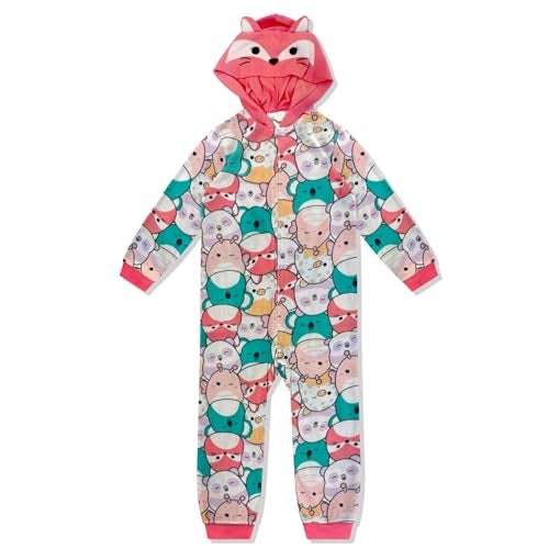 Squishmallows Girls Onesie Pajamas - Long Sleeve Zip Up Hooded Blanket Sleep - One Piece Costume - Official License - Image 1