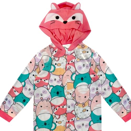 Squishmallows Girls Onesie Pajamas - Long Sleeve Zip Up Hooded Blanket Sleep - One Piece Costume - Official License - Image 4