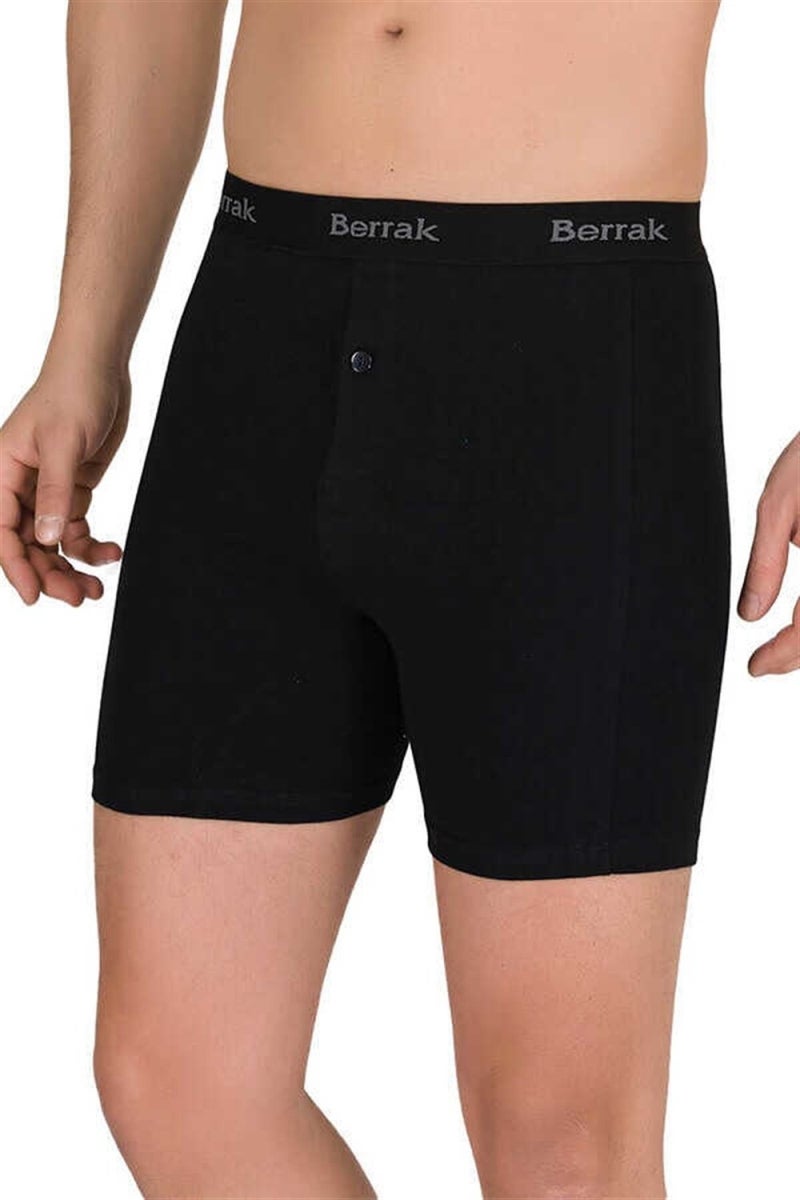 Berrak 12 Pieces Black Color Buttoned Lycra Boxer 