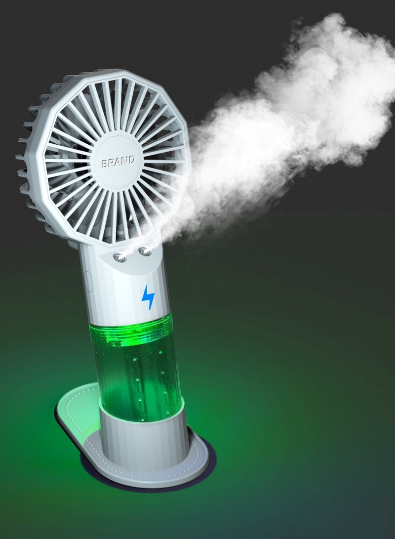 EVEREEN Double port spray handheld small fan Desktop humidification and water supplement mini fan (White) - Image 1
