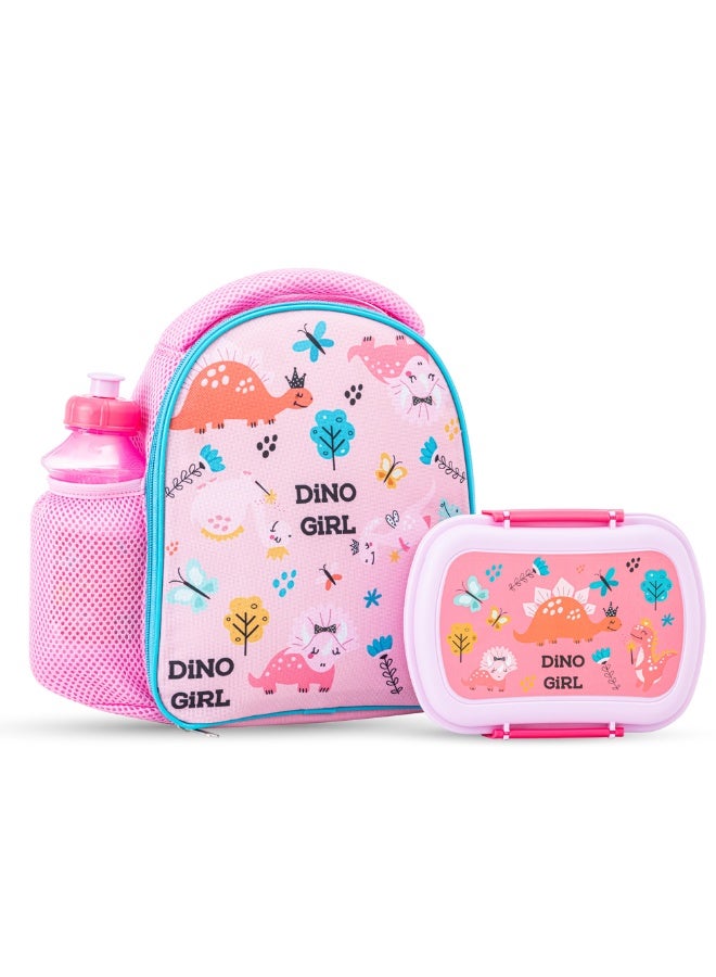 Nova Kids Lunch Bag Combo w/ Lunch Box and Water Bottle - Dinosaurs Pink - Image 3