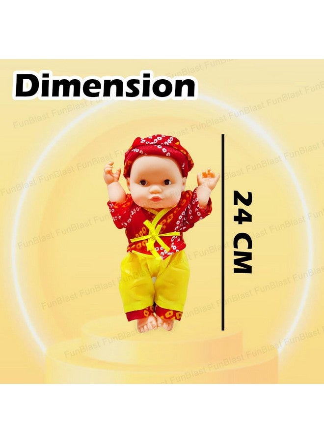 فنبلاست مجموعة دمى فن بلاست للأطفال - مجموعة دمى صغيرة وسيم 24 سم للأطفال، دمية صبي لطيفة مع فستان، مجموعة دمى أطفال، لعبة دمية واقعية لطيفة للأطفال الرضع والأطفال والفتيات (قد يختلف لون الفستان) - Image 2