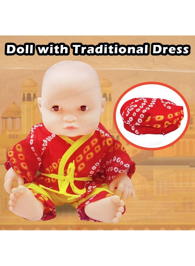 فنبلاست مجموعة دمى فن بلاست للأطفال - مجموعة دمى صغيرة وسيم 24 سم للأطفال، دمية صبي لطيفة مع فستان، مجموعة دمى أطفال، لعبة دمية واقعية لطيفة للأطفال الرضع والأطفال والفتيات (قد يختلف لون الفستان) - Image 5