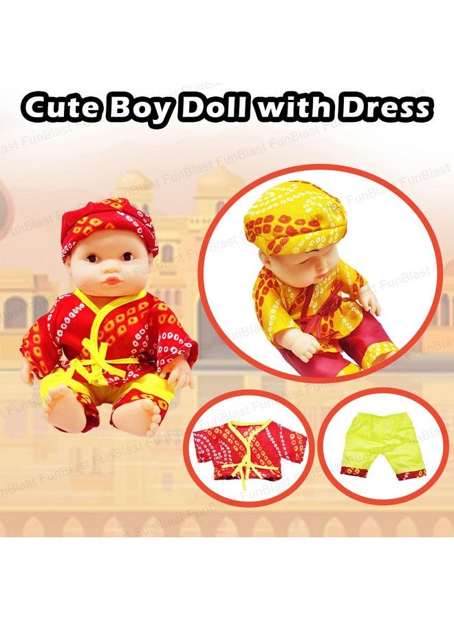 فنبلاست مجموعة دمى فن بلاست للأطفال - مجموعة دمى صغيرة وسيم 24 سم للأطفال، دمية صبي لطيفة مع فستان، مجموعة دمى أطفال، لعبة دمية واقعية لطيفة للأطفال الرضع والأطفال والفتيات (قد يختلف لون الفستان) - Image 4