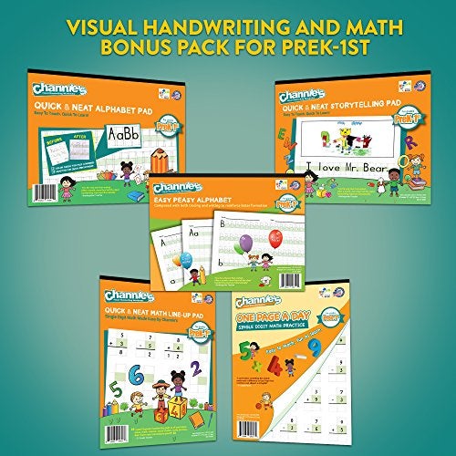 Channie's Channie’s All-In-One Visual Handwriting & Math Workbook Set for Pre-Kindergarten - 1st Grade Elementary School Students (5 Pack) - Image 1