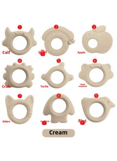 Baby Gum Animal Bracelet Food Grade Bite Boiled Baby Grinding Stick Teething Toy In Stock-Color:Cream-Specifications:⑥ Baby Elephant Tooth Gum