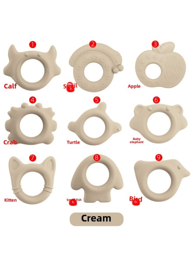 Generic - Baby Gum Animal Bracelet Food Grade Bite Boiled Baby Grinding Stick Teething Toy In Stock-Color:Cream-Specifications:⑥ Baby Elephant Tooth Gum - Image 1