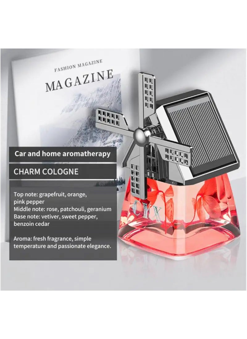 BLUE CORAL Car Air Freshener Light Styling Solar Windmill Model Center Console Decoration Auto Fragrance Air Fresheners Car Accessories (Red)  - Image 2