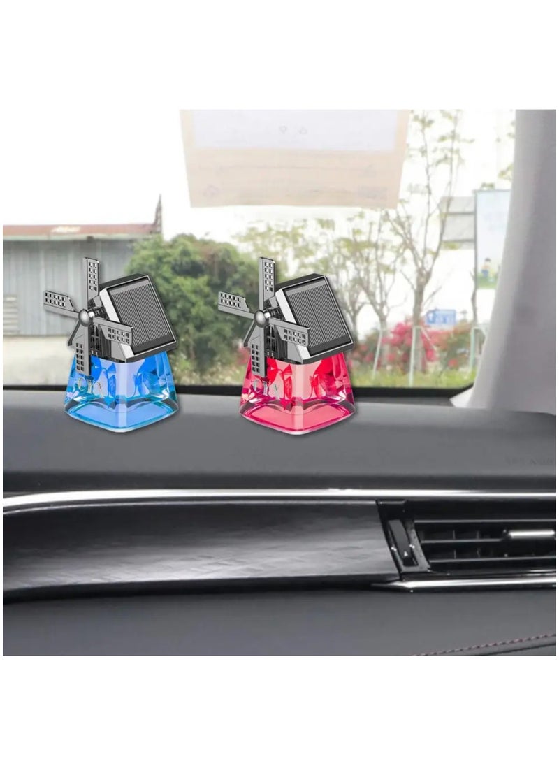 BLUE CORAL Car Air Freshener Light Styling Solar Windmill Model Center Console Decoration Auto Fragrance Air Fresheners Car Accessories (Red)  - Image 4