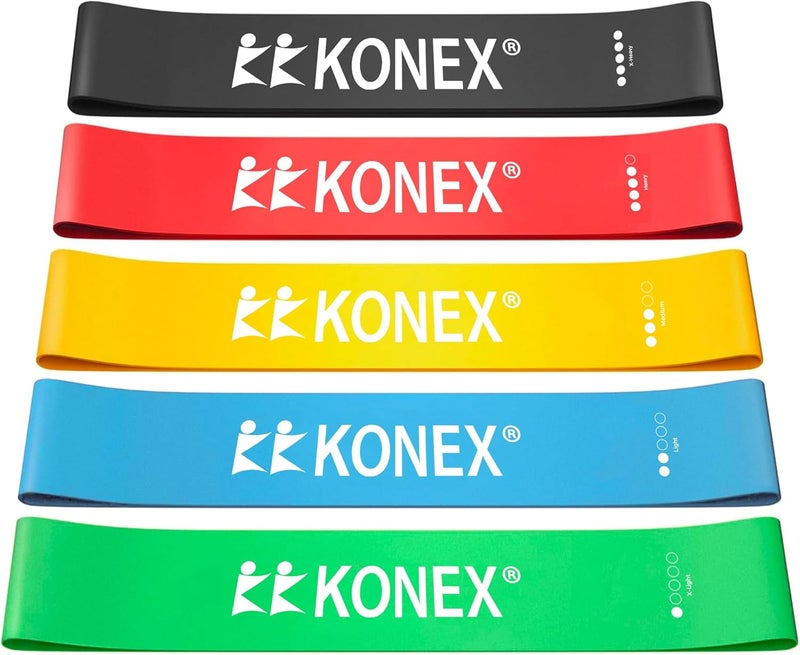 KONEX Loop Resistance Bands for Men & Women | Perfect for Home/Gym Workouts, Exercises, Stretching, Pull-Ups, and Booty Toning (Multi-Colored) (Set of 5),Natural Rubber - Image 1