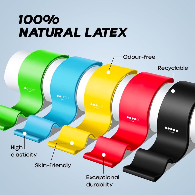 KONEX Loop Resistance Bands for Men & Women | Perfect for Home/Gym Workouts, Exercises, Stretching, Pull-Ups, and Booty Toning (Multi-Colored) (Set of 5),Natural Rubber - Image 3