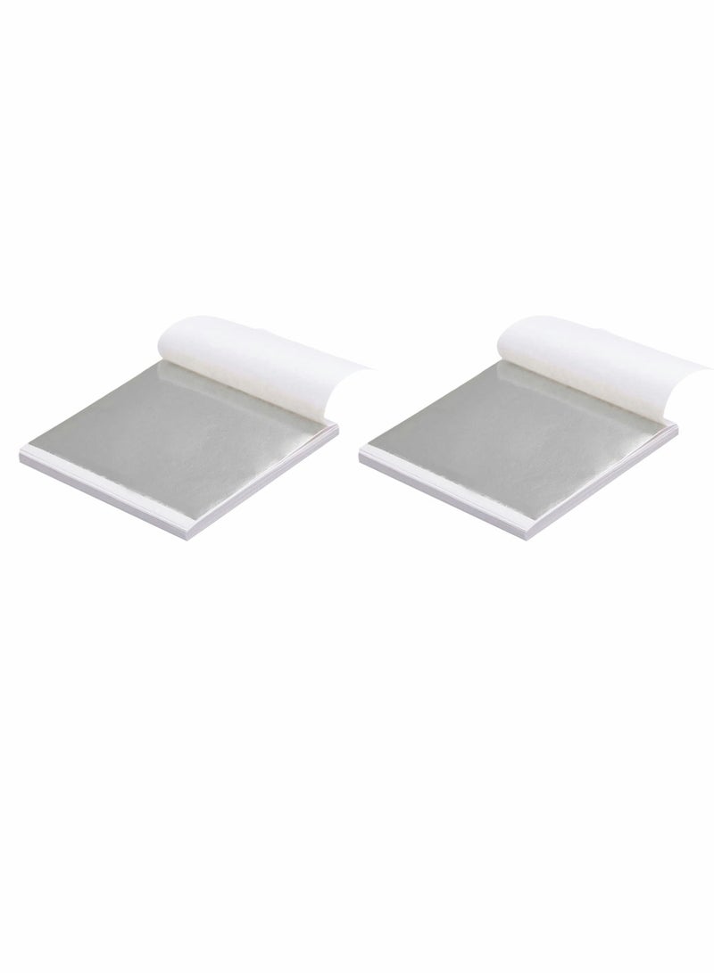 Excefore Silver Leaf Sheets, 200 Pcs Imitation Leaf for Gilding Crafting - Image 1