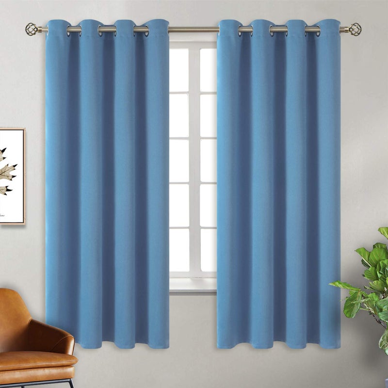 BGment الستائر التعتيم في غرفة النوم - الغرفة المعزولة الحرارية الغامق في غرفة المعيشة مجموعة من لوحين كل 55 × 69 بوصة دنيم باهت - Image 1