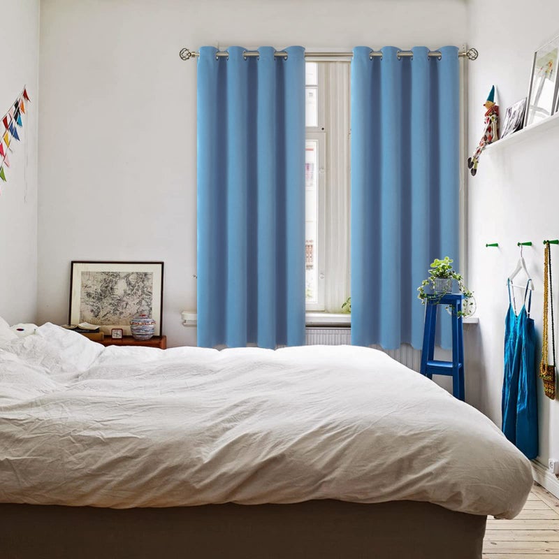 BGment الستائر التعتيم في غرفة النوم - الغرفة المعزولة الحرارية الغامق في غرفة المعيشة مجموعة من لوحين كل 55 × 69 بوصة دنيم باهت - Image 2