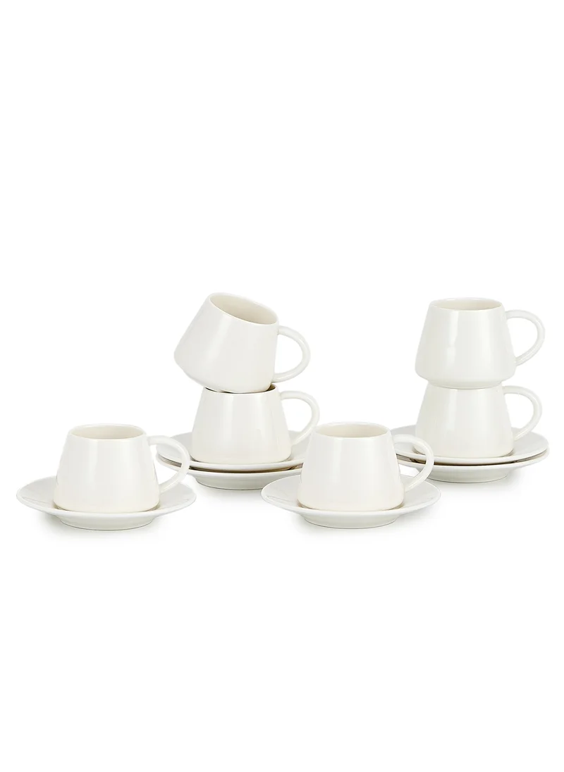 شالو Shallow Elegant Porcelain 6 Cup & 6 Saucer Set, 90ml