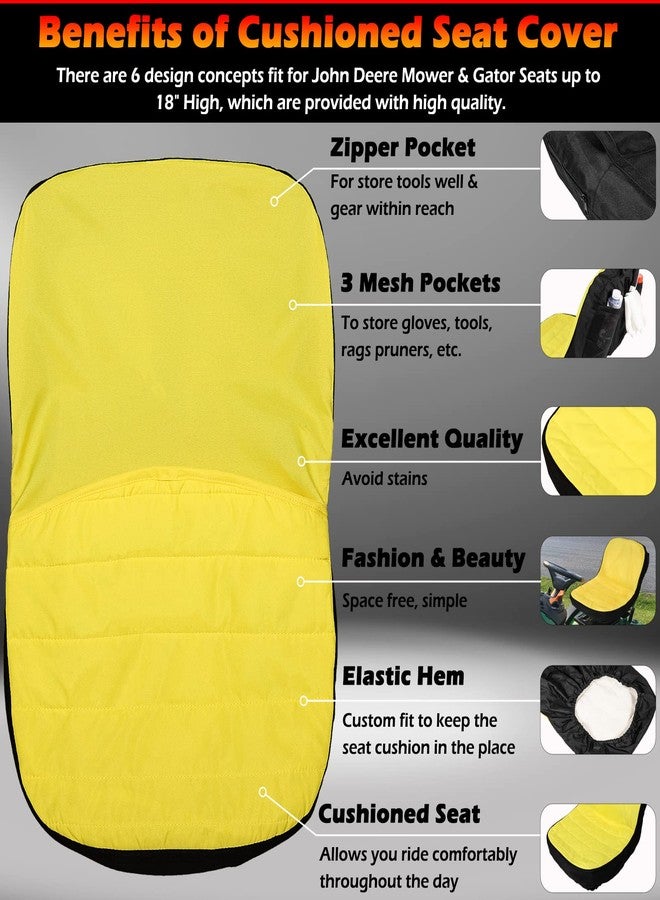 Bonbo Upgrade Large Seat Cover LP92334, Riding Lawn Mower Cushioned Waterproof Seat Cover up to 18" High Perfectly Fits for John Deere Mower & Gator Seats, Comes with Convenient Storage Pouch - Image 3