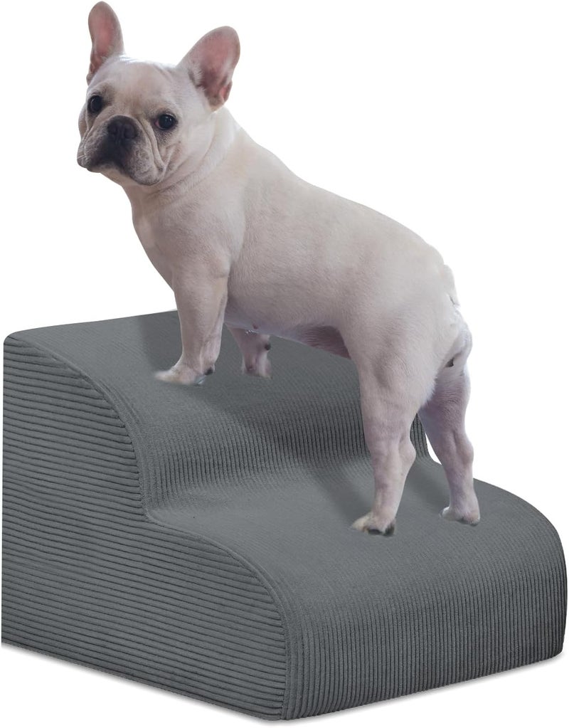 Mesa Lemon Dog Stairs & Steps for High Beds, 2 Steps High Density Foam Waterproof Dog Ramp for Small Dogs and Cats, Pet Stairs with Removable Washable Cover for Bed, Couch, Sofa and Car (H: 11.8") - Image 1