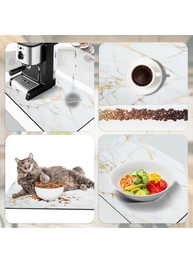 Sofort Dish Drying Mat for Kitchen Counter, Gold White Marble Dish Drying Pad with Non-slip Rubber Backed, Super Absorbent Drying Mats for Dish Rack, Coffee Maker 16 x 24 Inches - Image 4