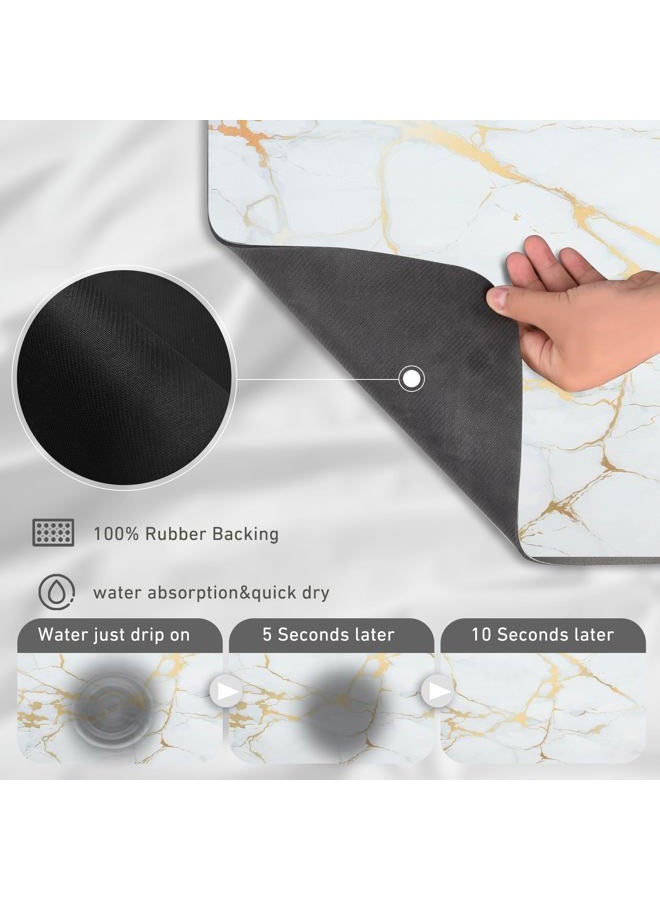 Sofort Dish Drying Mat for Kitchen Counter, Gold White Marble Dish Drying Pad with Non-slip Rubber Backed, Super Absorbent Drying Mats for Dish Rack, Coffee Maker 16 x 24 Inches - Image 3