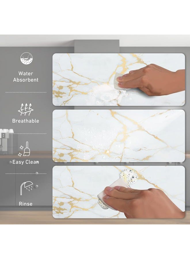 Sofort Dish Drying Mat for Kitchen Counter, Gold White Marble Dish Drying Pad with Non-slip Rubber Backed, Super Absorbent Drying Mats for Dish Rack, Coffee Maker 16 x 24 Inches - Image 2