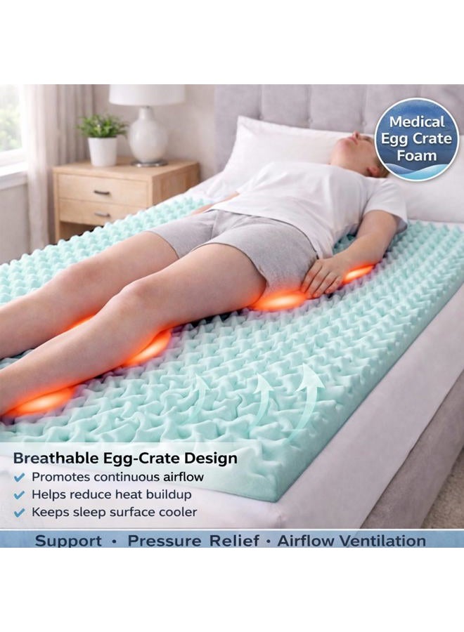 DMI Duro-Med 2-inch/ 5cm Blue Double Size Thick Convoluted Bed Pad - Image 3