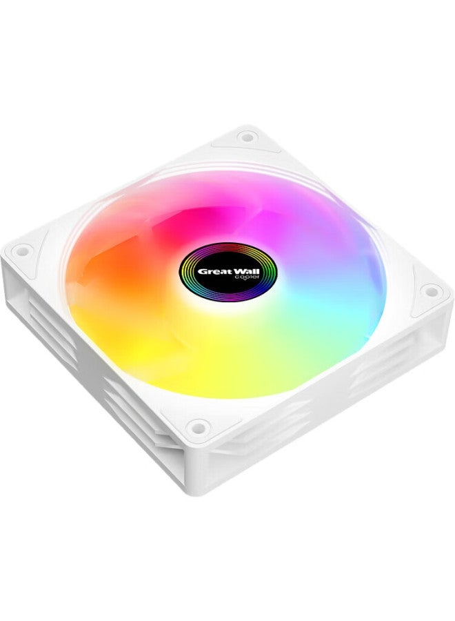 Great Wall Archimedes X120 Argb Edition, White, 12Cm Fan (Argb Lighting Sync, 8 Shock-Absorbing Pads, Reinforced Ribbons, 60Cm Long Cable, Small 3Pin Daisy-Chain) - Image 1