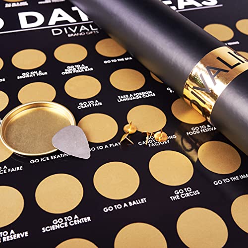 Divalis 100 Dates Scratch off Bucket List - Scratching Adventure Couple Things to Do Poster Scratchable Motivational Archievements Checklist, Black and Gold, L - Image 4