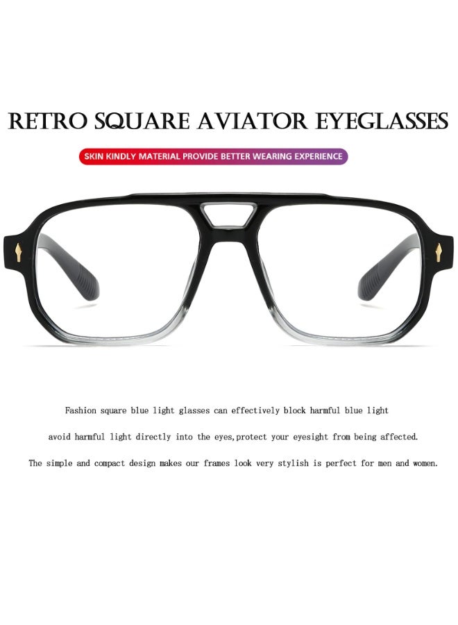 Blue Light Blocking Glasses for Women Men, 70s Retro Square Aviator Rectangle Computer Eyewear - Image 4