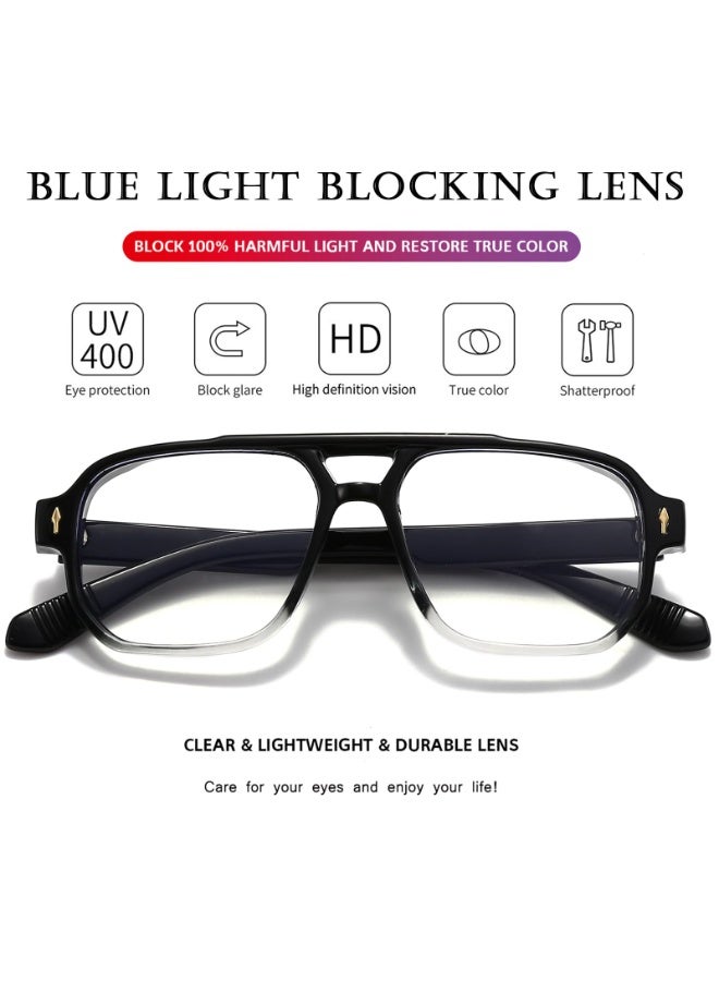 Blue Light Blocking Glasses for Women Men, 70s Retro Square Aviator Rectangle Computer Eyewear - Image 3