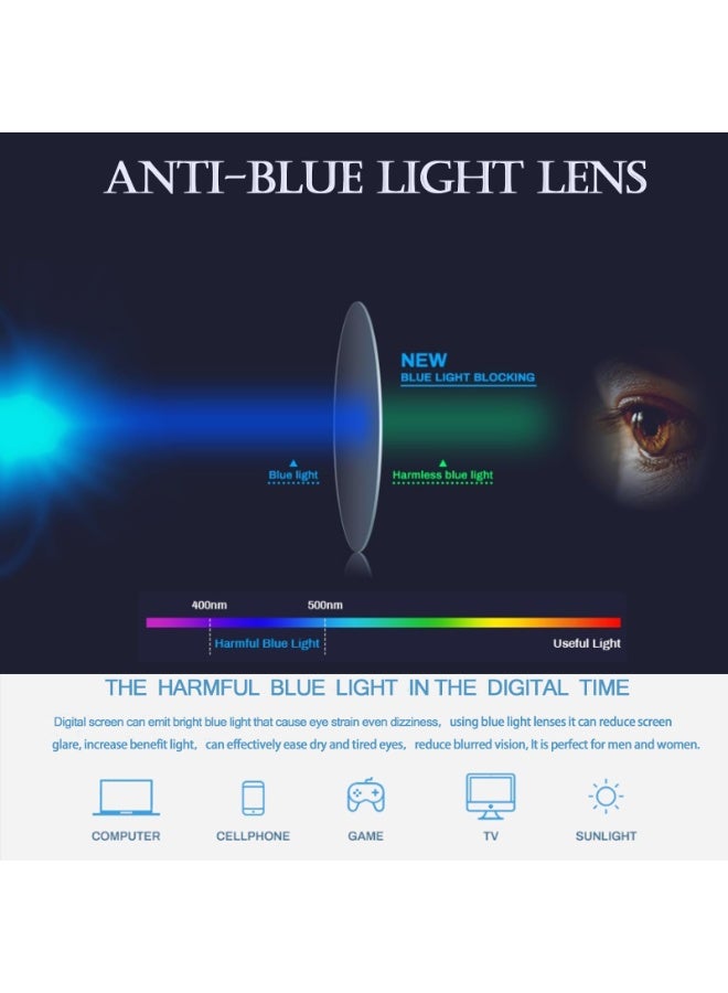 Blue Light Blocking Glasses for Women Men, 70s Retro Square Aviator Rectangle Computer Eyewear - Image 5
