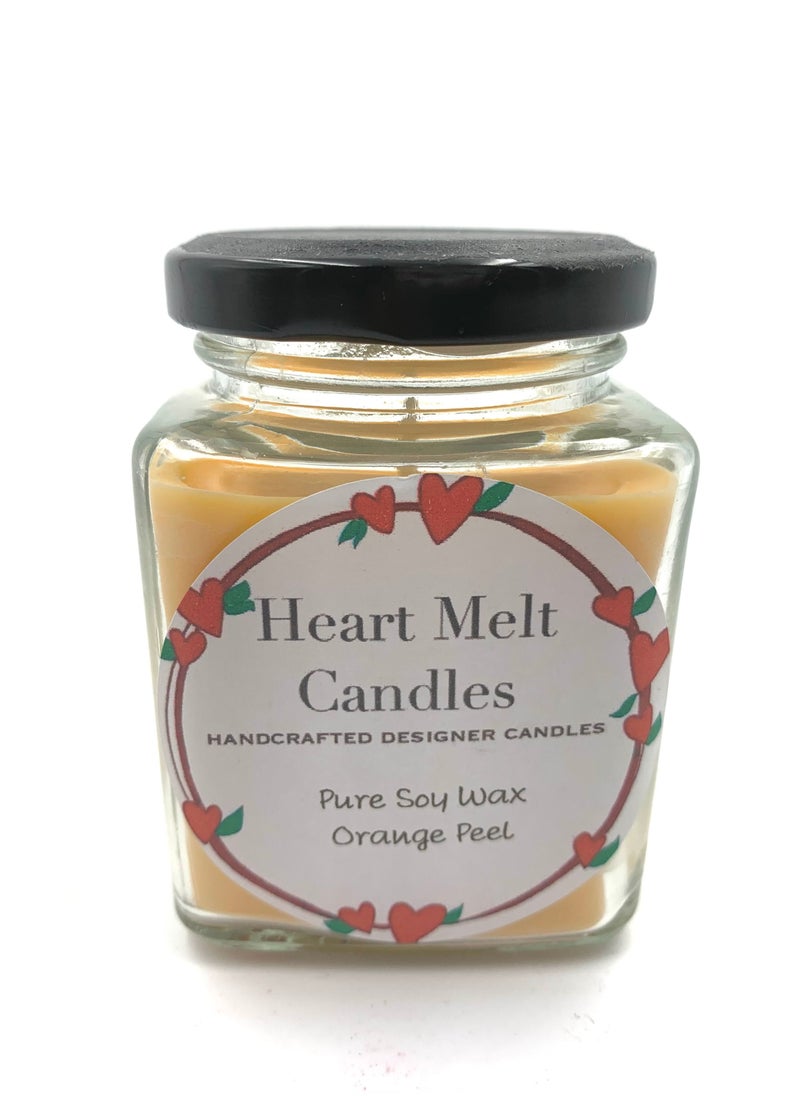 Heart Melt Candles - Pure Soy Wax Jar Candle Orange Peel Scented Orange 160g - Image 1