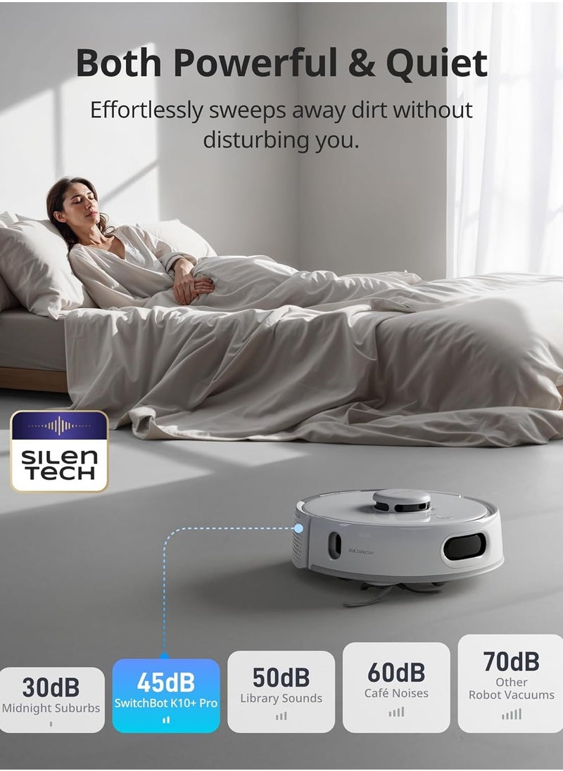 SwitchBot - K10+ Pro Robot Vacuum Self Emptying for 90 Days Hands-Free, Super Quiet Mini Robotic Vacuum Cleaner with High Suction Power, Anti-Hair-Tangle with Voice Control Assistant 2.4Ghz WiFi - Image 1